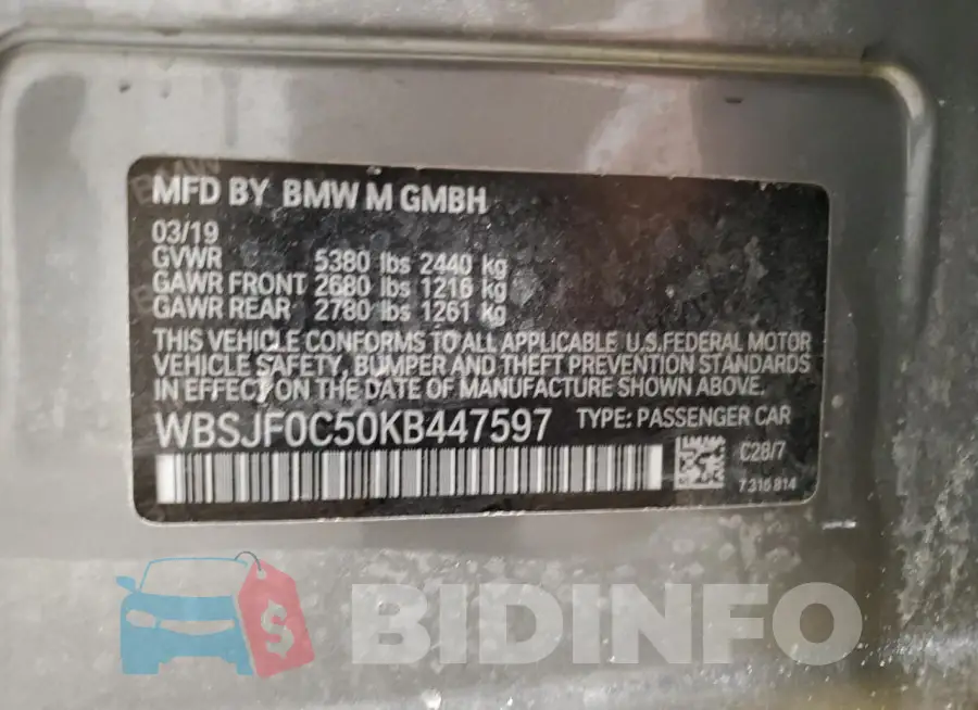 WBSJF0C50KB447597 Photo# 12