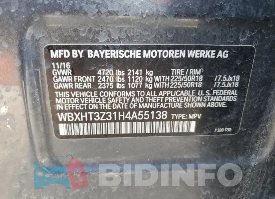 WBXHT3Z31H4A55138 Photo# 14