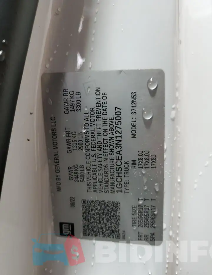 1GCHSCEA3N1275007 Photo# 13