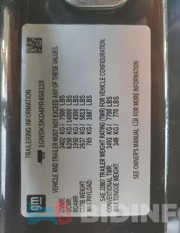 1GNSKSKD4PR458118 Photo# 14