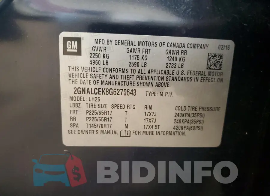 2GNALCEK8G6270643 Photo# 12