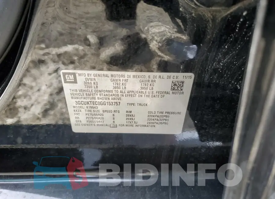 3GCUKTEC0GG153757 Photo# 12