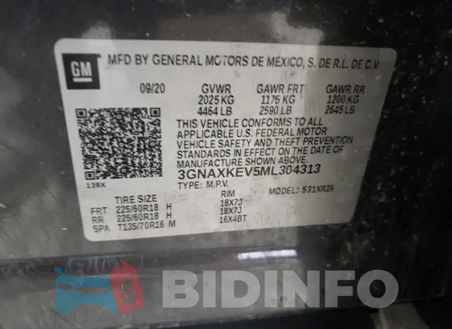 3GNAXKEV5ML304313 Photo# 13