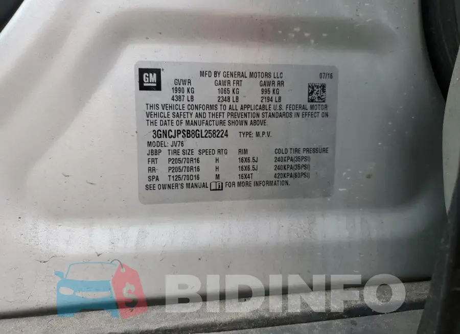 3GNCJPSB8GL258224 Photo# 13