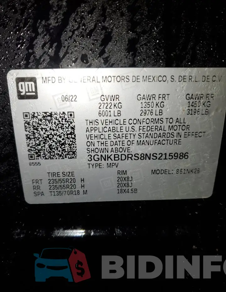 3GNKBDRS8NS215986 Photo# 13