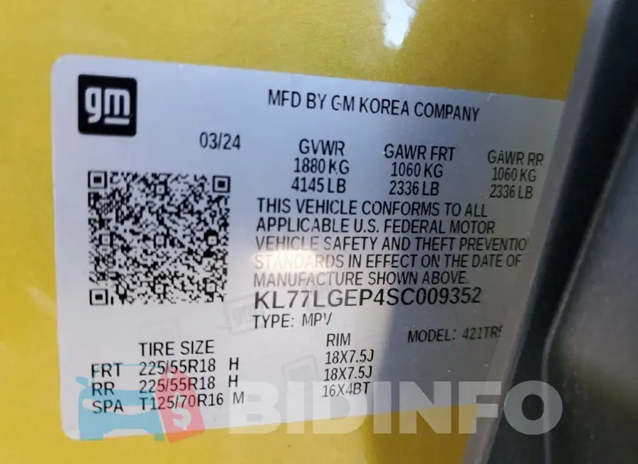 KL77LGEP4SC009352 Photo# 13