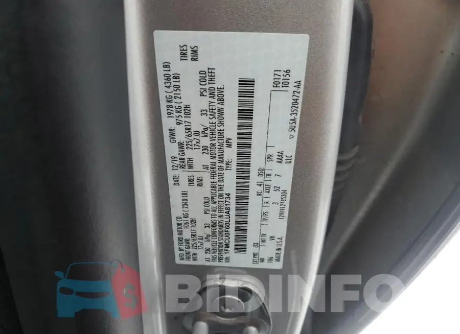 1FMCU0F60LUA81734 Photo# 12