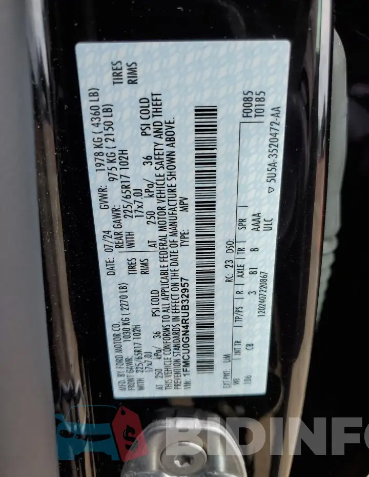1FMCU0GN4RUB32957 Photo# 14