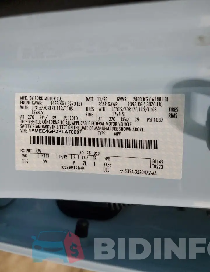 1FMEE4GP2PLA70007 Photo# 13
