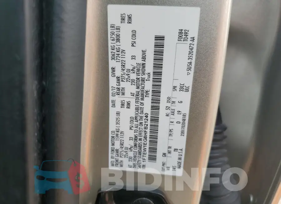 1FTEW1EG8HFB21240 Photo# 12