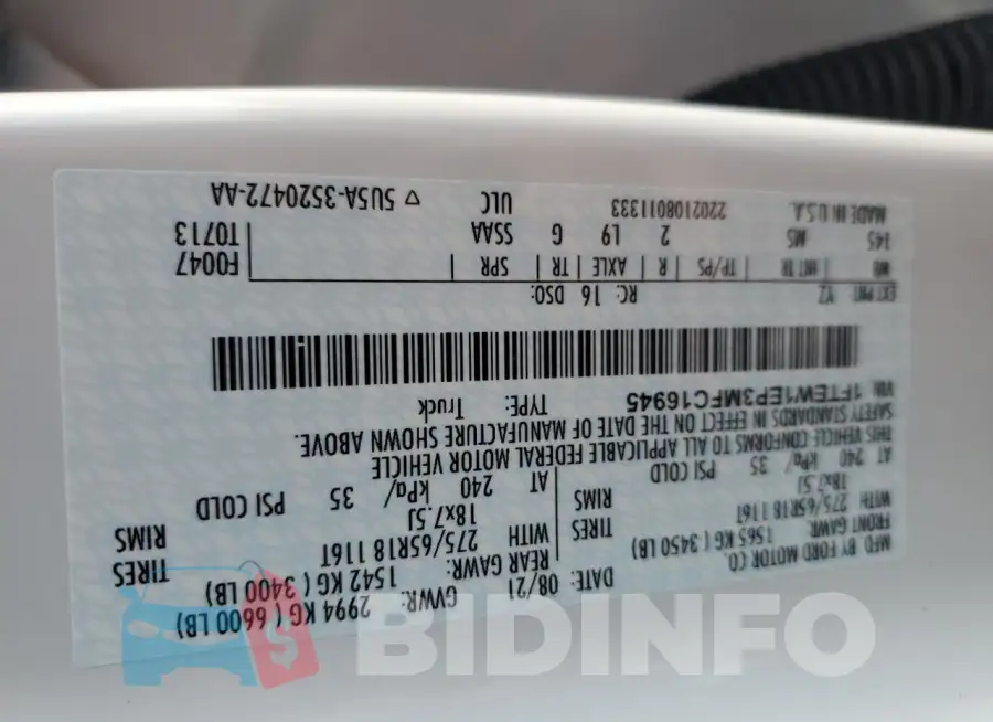 1FTEW1EP3MFC16945 Photo# 12
