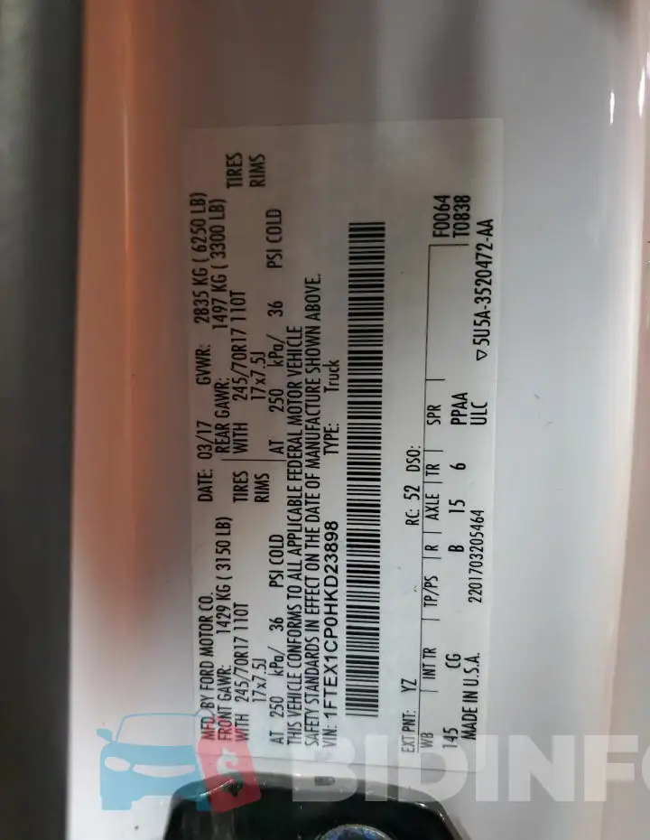 1FTEX1CP0HKD23898 Photo# 13