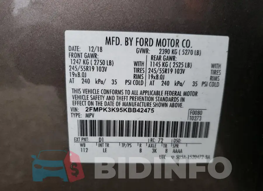 2FMPK3K95KBB42475 Photo# 13