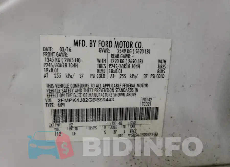 2FMPK4J82GBB50443 Photo# 13