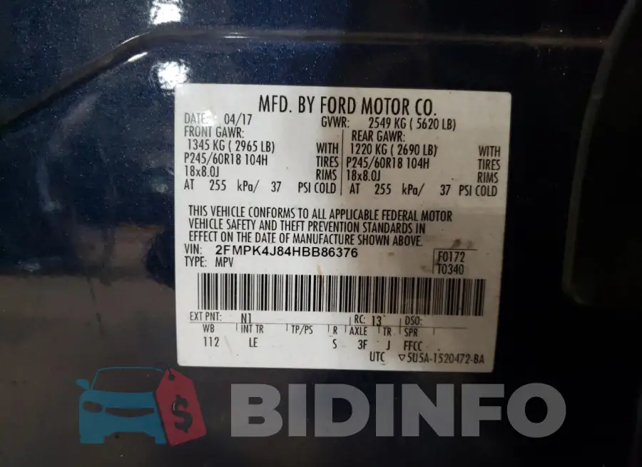 2FMPK4J84HBB86376 Photo# 13