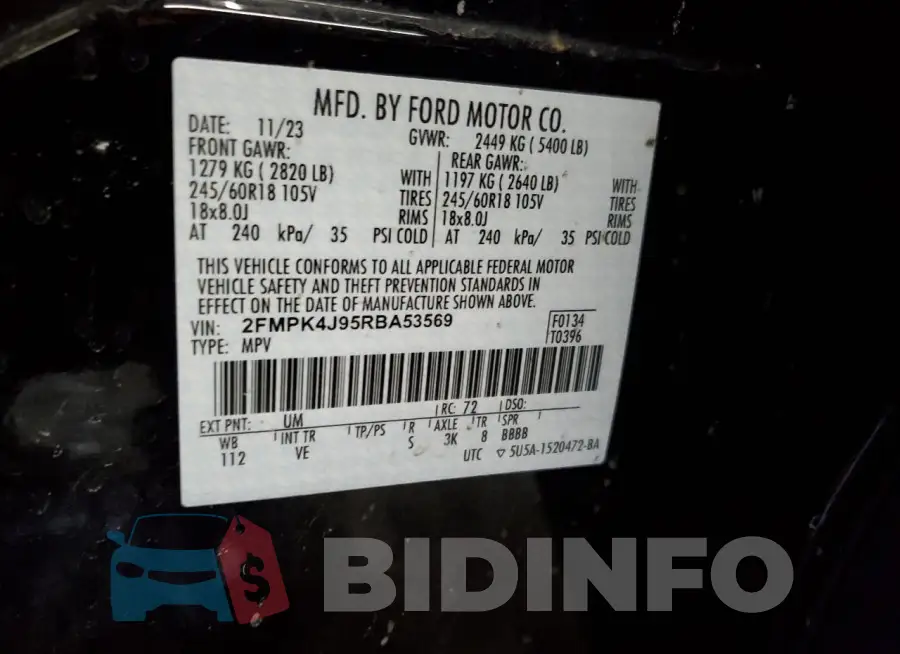 2FMPK4J95RBA53569 Photo# 14