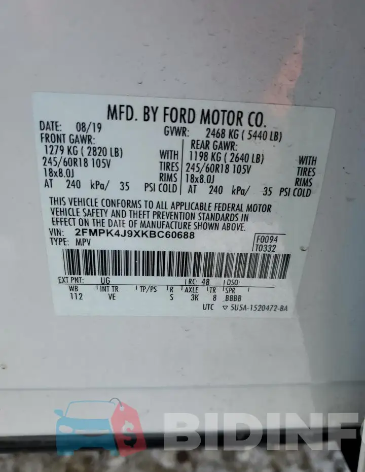 2FMPK4J9XKBC60688 Photo# 13