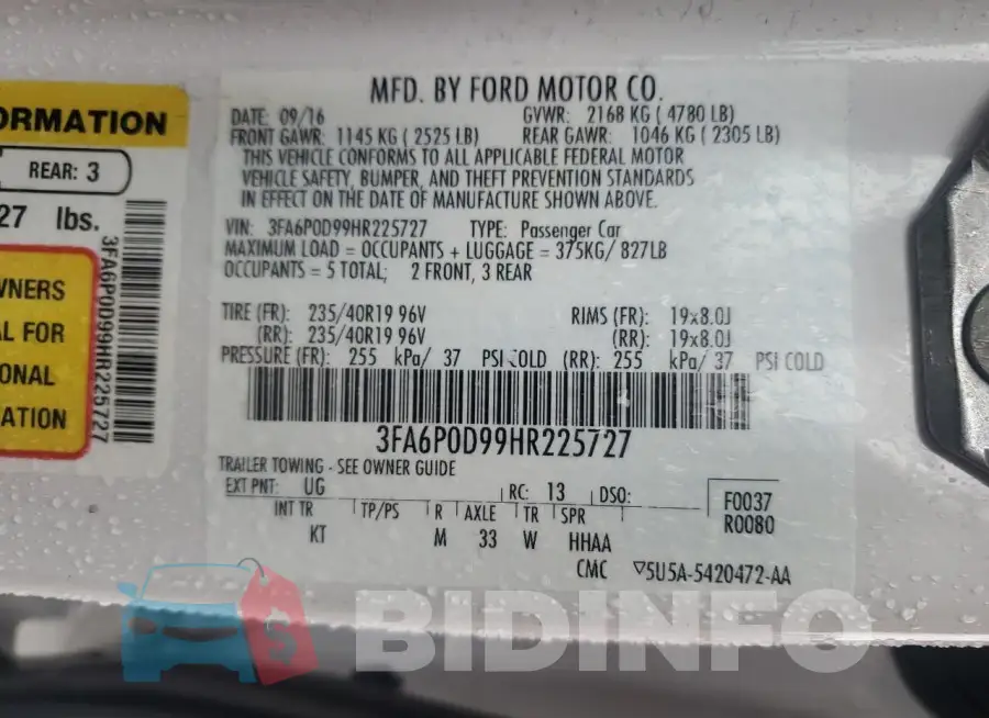 3FA6P0D99HR225727 Photo# 12