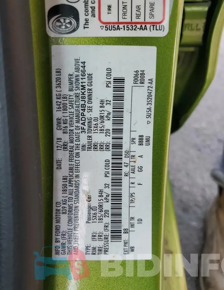 3FADP4BJ8KM116644 Photo# 12