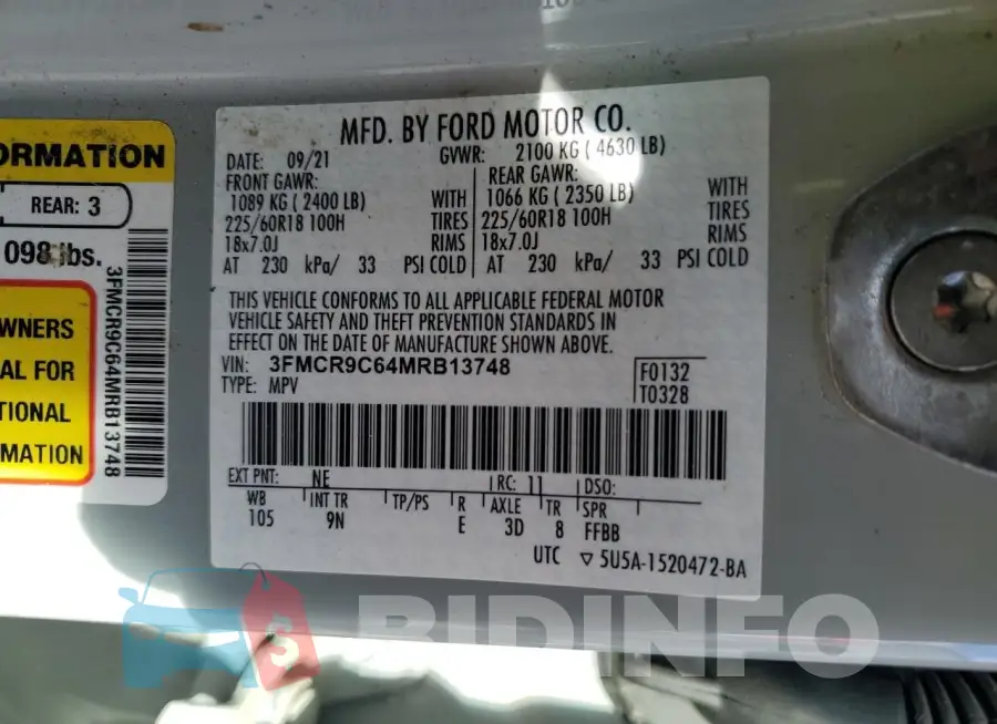 3FMCR9C64MRB13748 Photo# 13