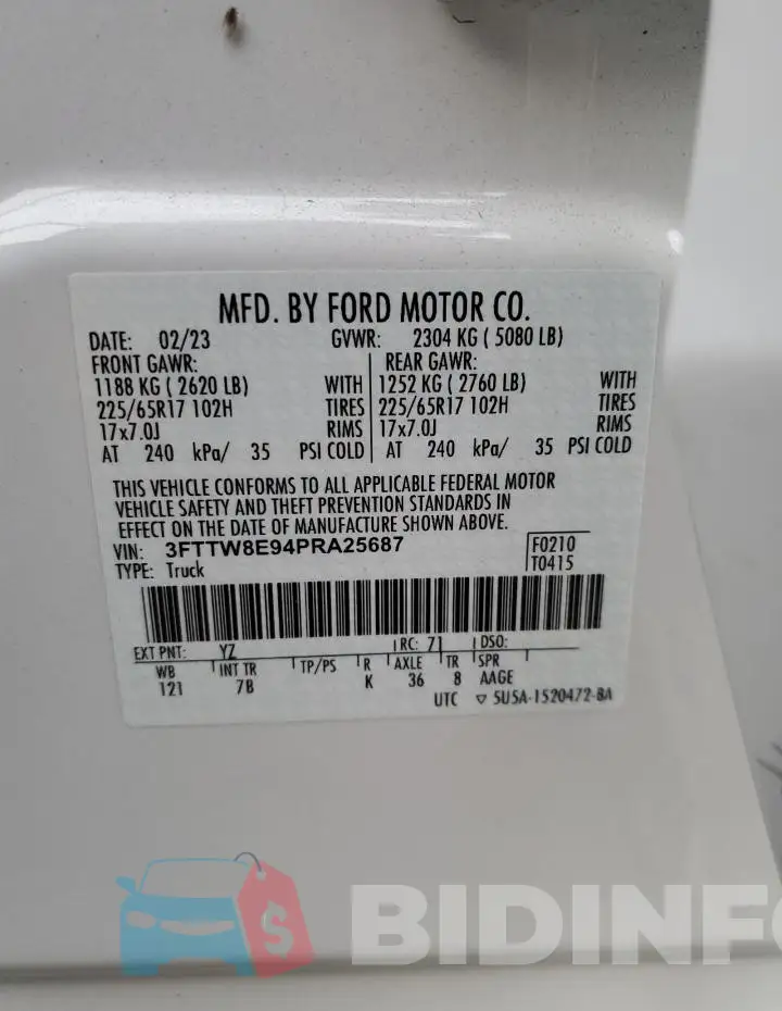 3FTTW8E94PRA25687 Photo# 13