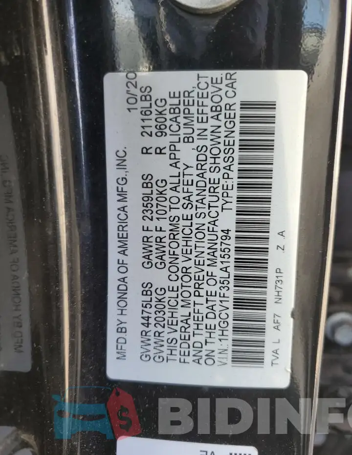 1HGCV1F35LA155794 Photo# 13