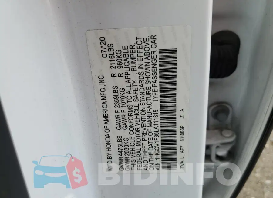 1HGCV1F36LA111819 Photo# 12