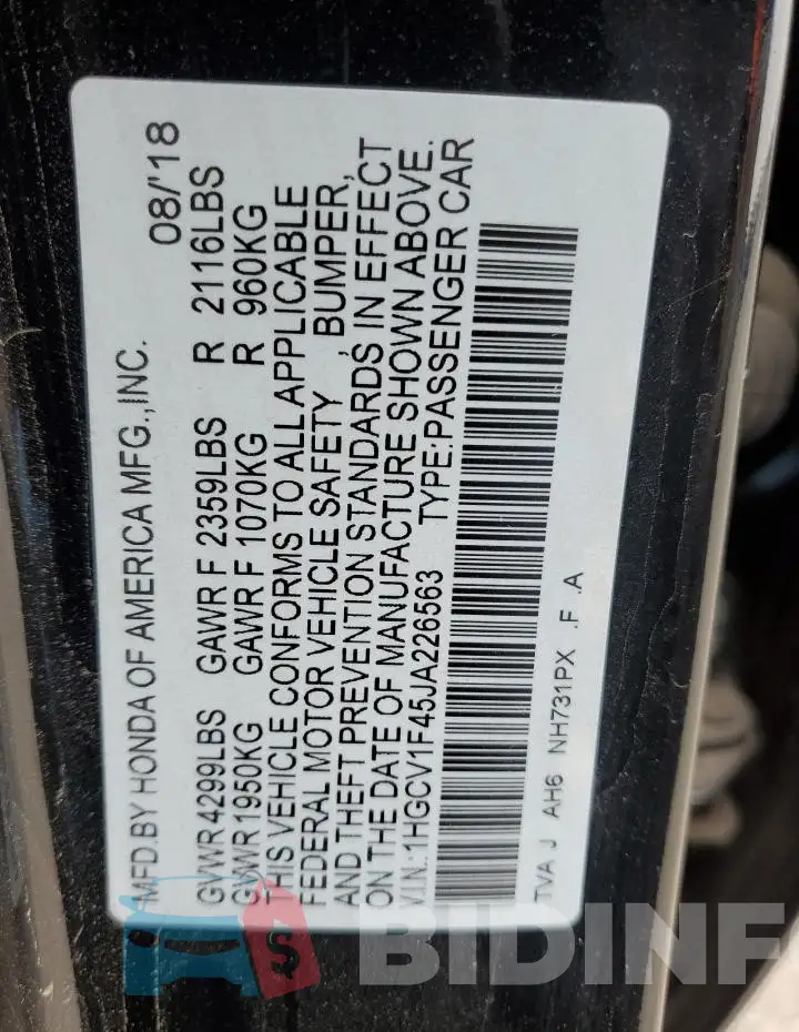 1HGCV1F45JA226563 Photo# 12