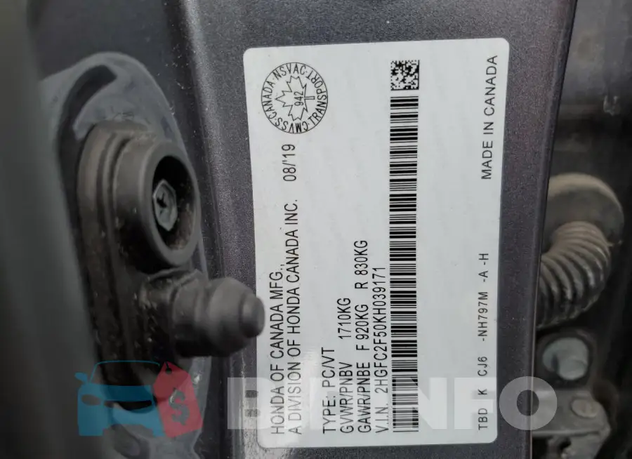 2HGFC2F50KH039171 Photo# 12