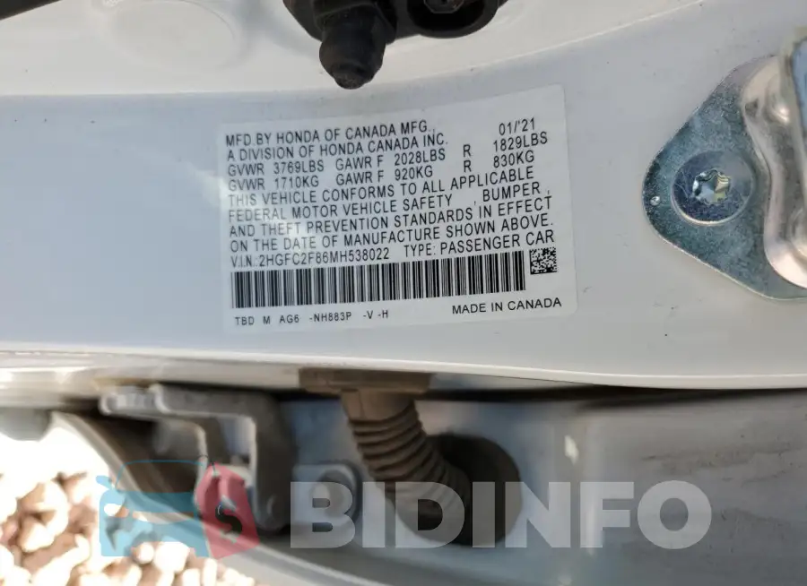 2HGFC2F86MH538022 Photo# 13