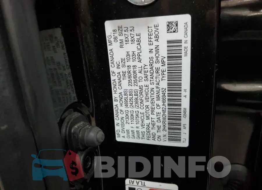 2HKRW2H82JH669452 Photo# 13