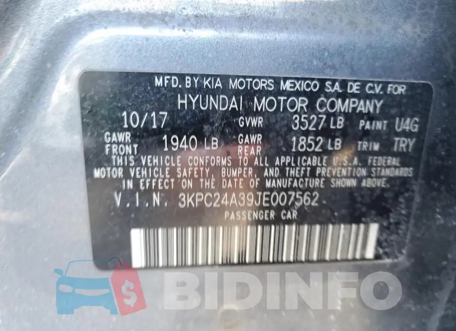 3KPC24A39JE007562 Photo# 12