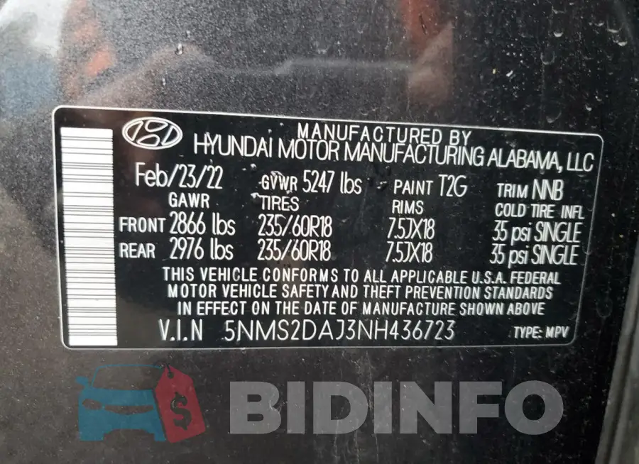 5NMS2DAJ3NH436723 Photo# 13