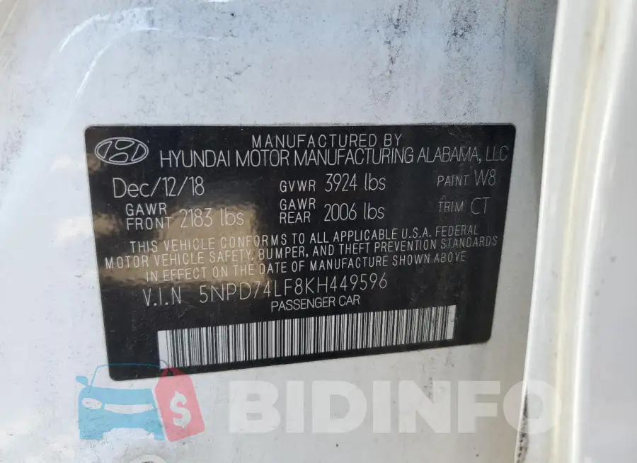 5NPD74LF8KH449596 Photo# 13