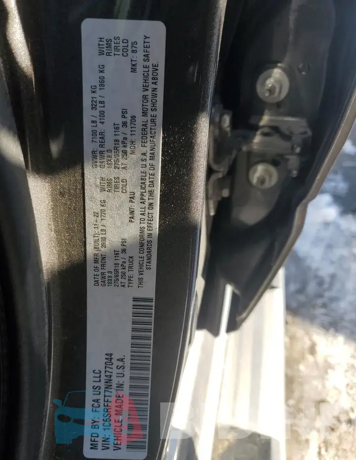 1C6SRFFT7NN477044 Photo# 12