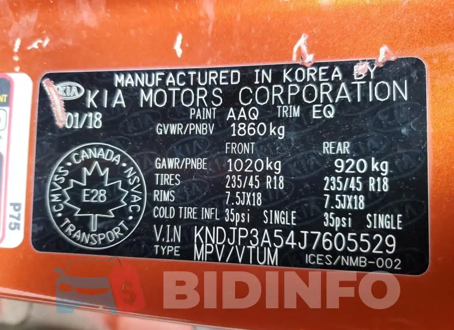 KNDJP3A54J7605529 Photo# 13