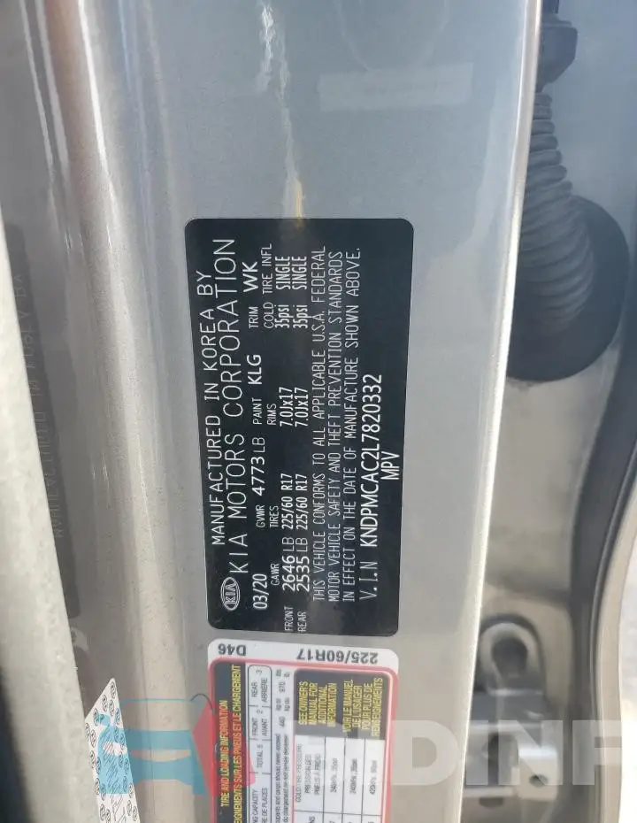 KNDPMCAC2L7820332 Photo# 12