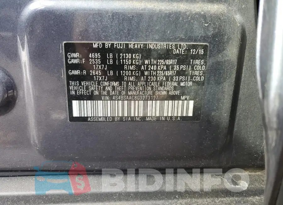 4S4BSAAC8G3273127 Photo# 12