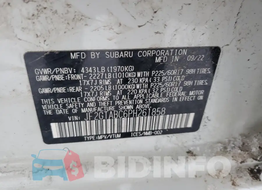 JF2GTABC6PH261858 Photo# 14