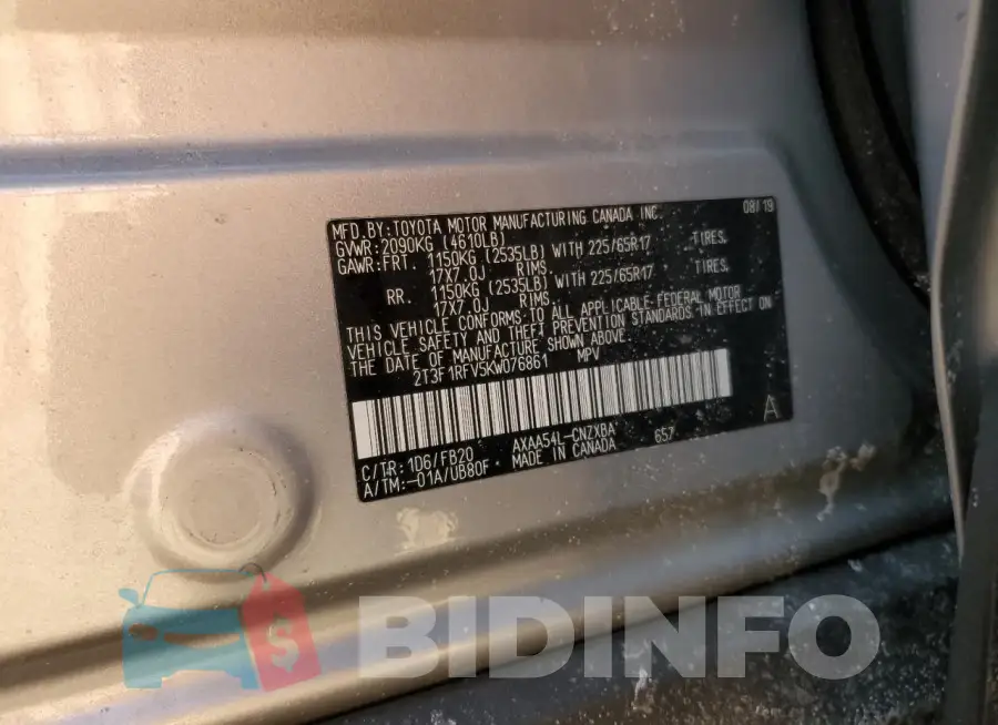 2T3F1RFV5KW076861 Photo# 13
