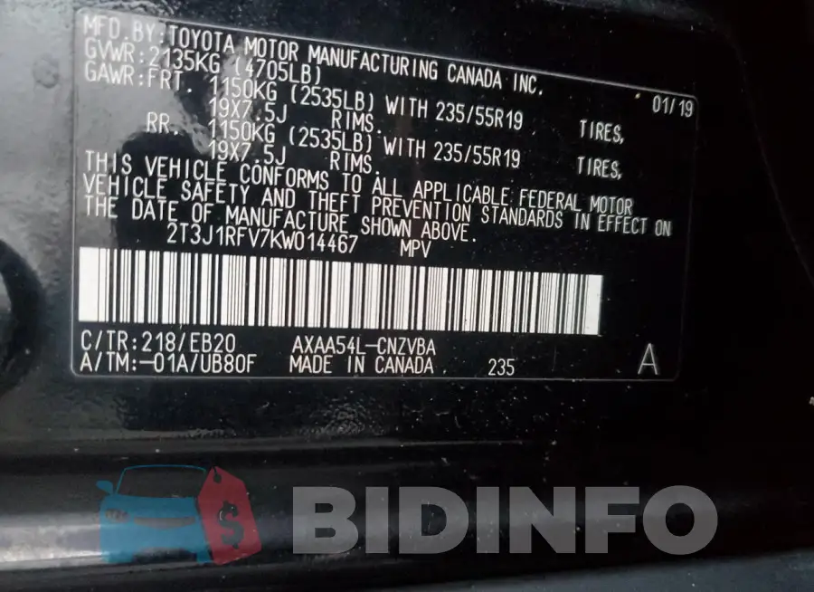 2T3J1RFV7KW014467 Photo# 13