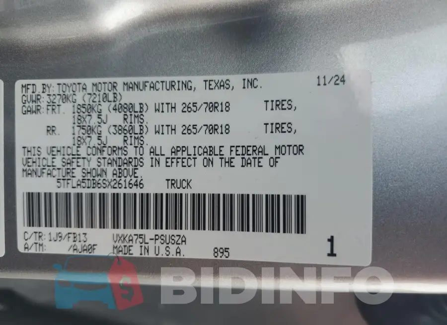 5TFLA5DB6SX261646 Photo# 12