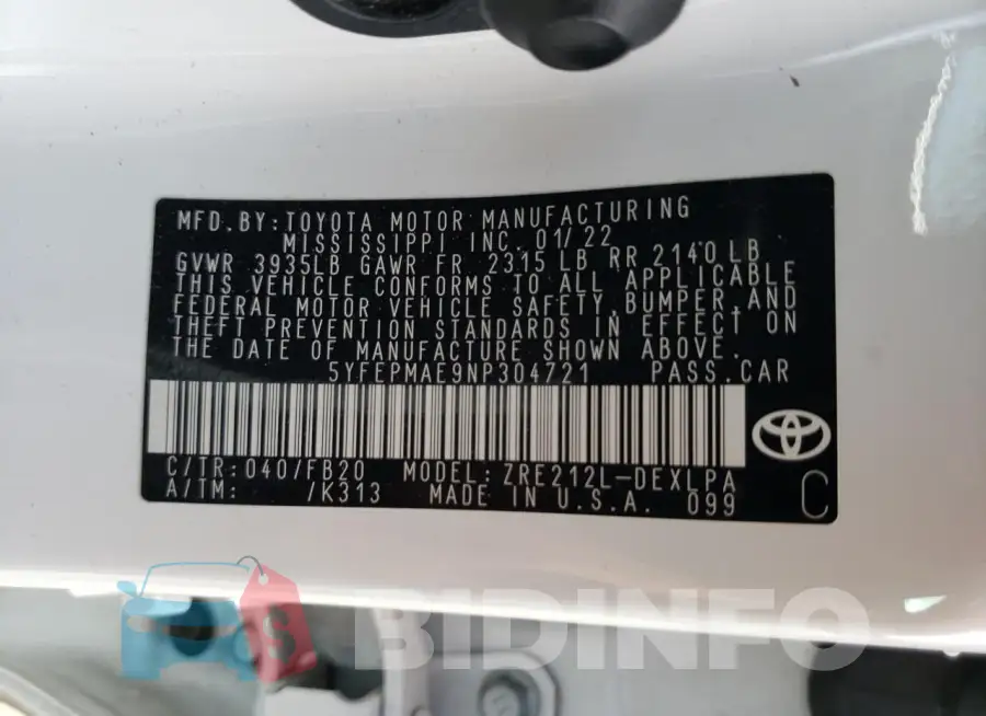 5YFEPMAE9NP304721 Photo# 12