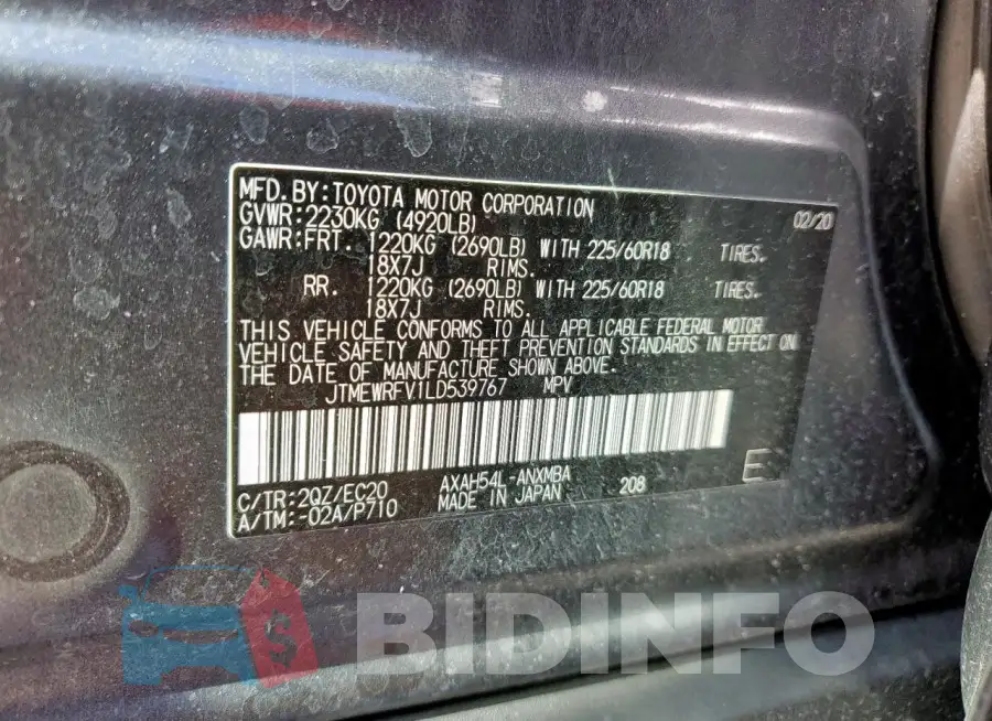 JTMEWRFV1LD539767 Photo# 14