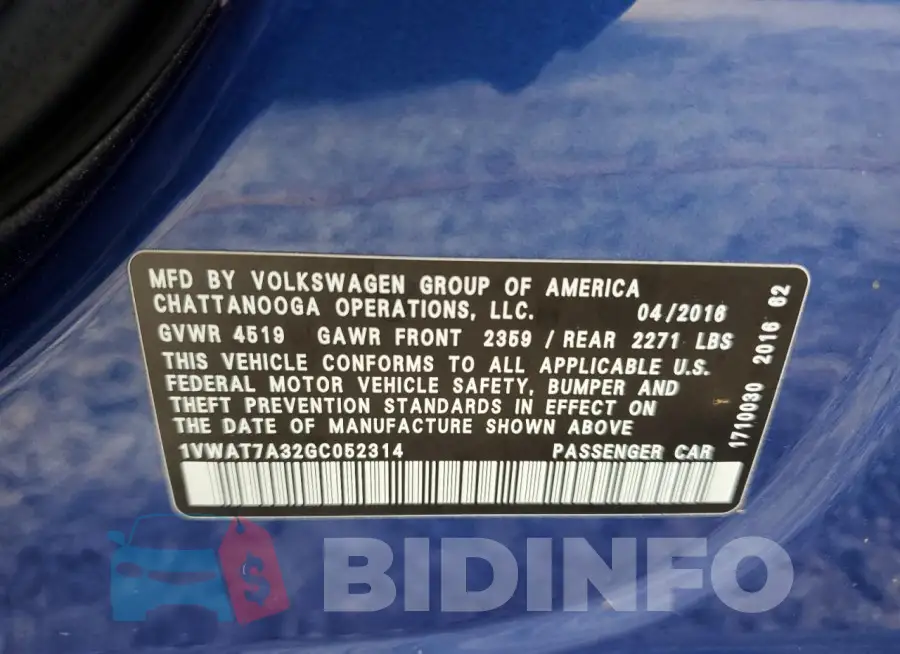 1VWAT7A32GC052314 Photo# 13