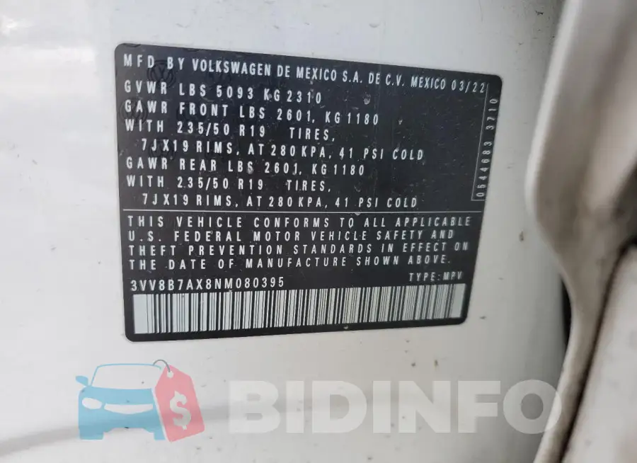 3VV8B7AX8NM080395 Photo# 13