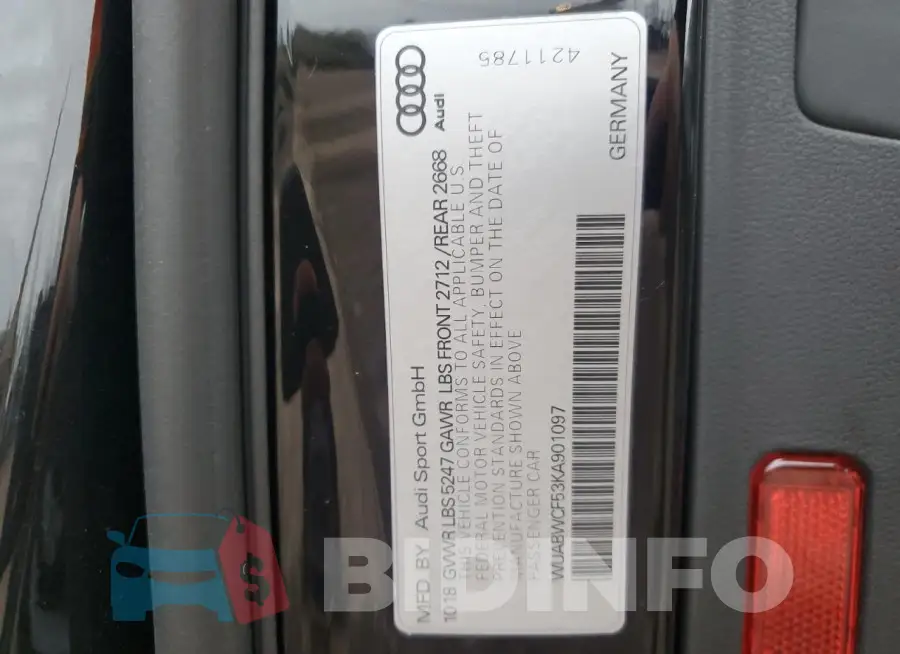 WUABWCF53KA901097 Photo# 12