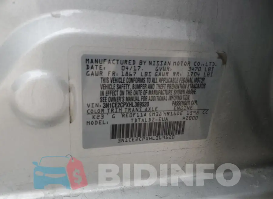 3N1CE2CPXHL369520 Photo# 13