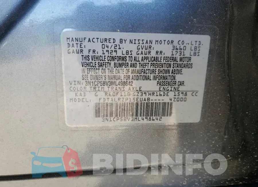 3N1CP5BV3ML498642 Photo# 13