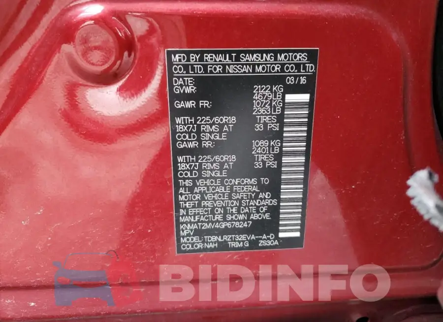 KNMAT2MV4GP678247 Photo# 13